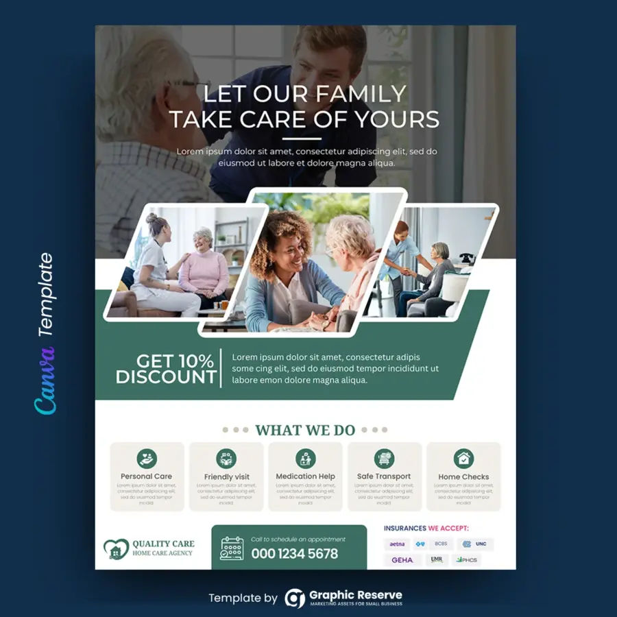 Elder Care Flyer Design Canva Template