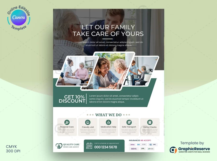 Elder Care Flyer Design Canva Template