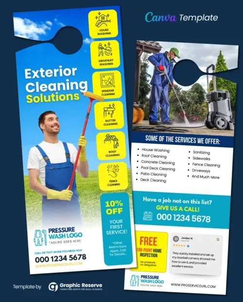 Exterior Cleaning Service Door Hanger Design Canva Template