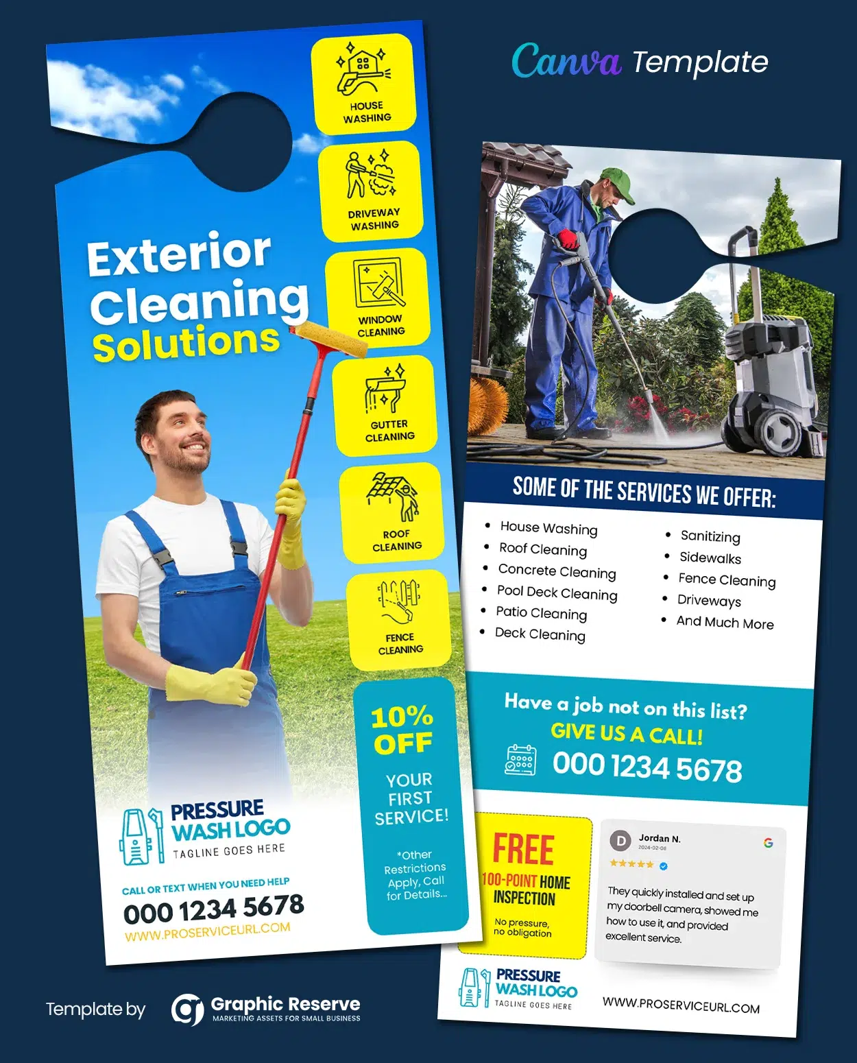 Exterior Cleaning Service Door Hanger Design Canva Template
