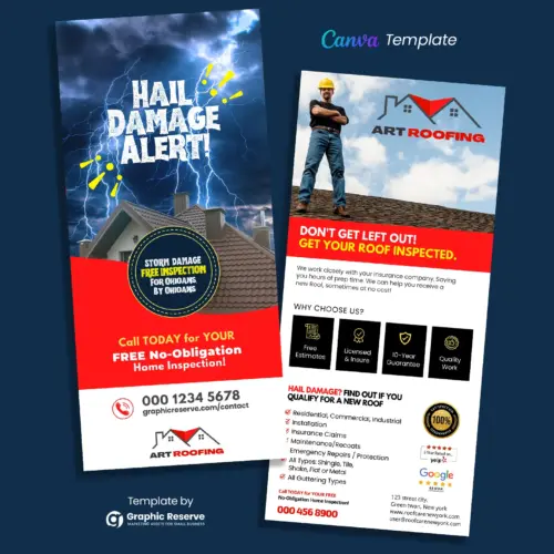 Hail Damage Alert Roofing Rack Card Template