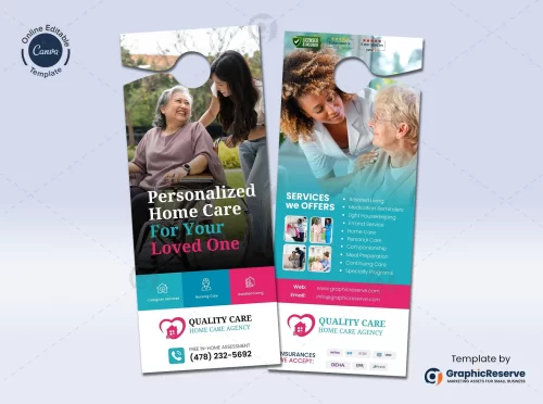 Home Care Door Hanger Design Canva Template