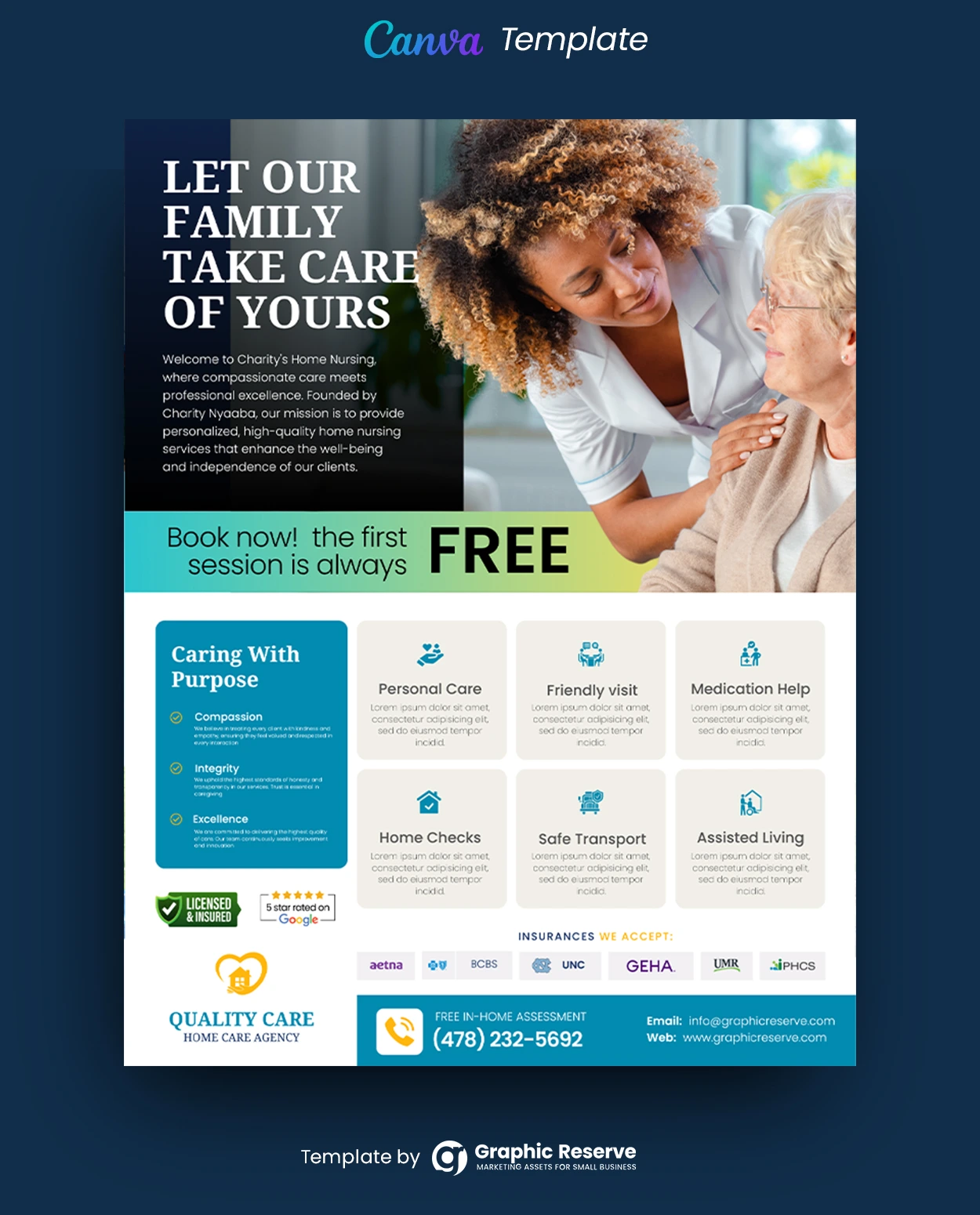 Home Care Flyer Design Canva Template