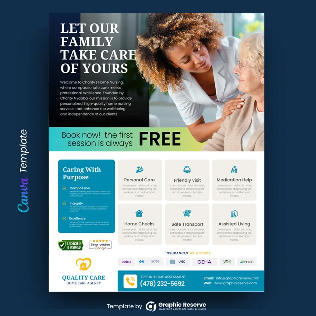 private caregiver flyer canva template