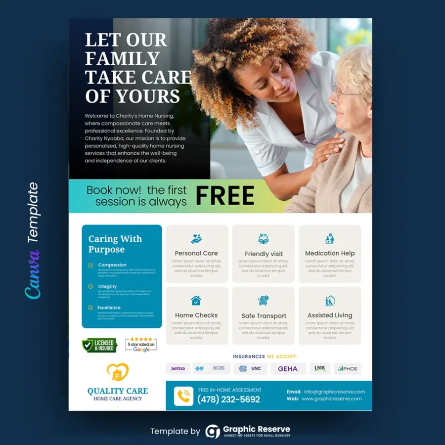 private caregiver flyer canva template