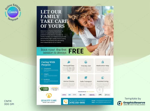 Home Care Flyer Design Canva Template