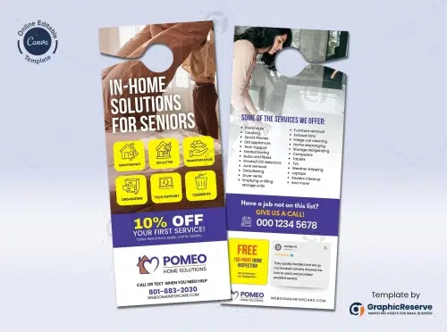 Home Solutions Door Hanger Design Canva Template