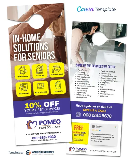 In Home Solutions for Seniors Door Hanger Template Home Organizing amp Support Services