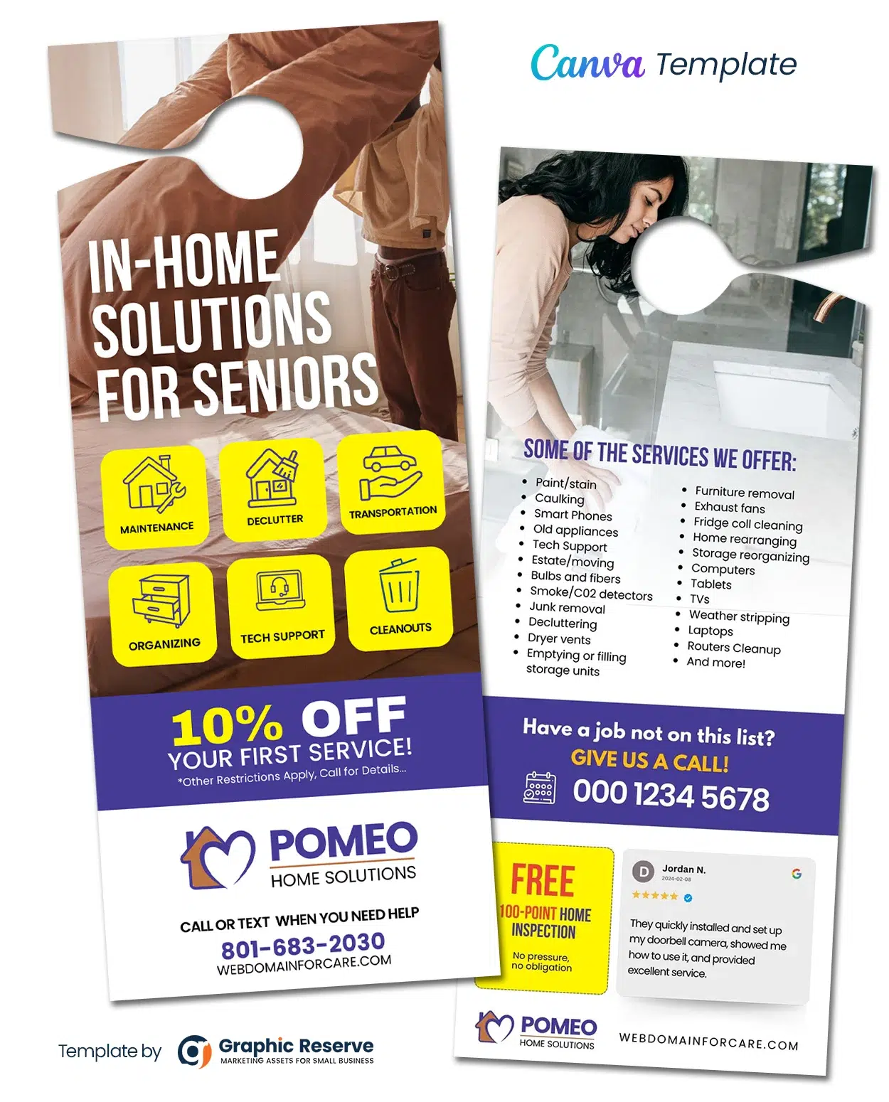 In-Home Solutions for Seniors Door Hanger Template | Home Organizing & Support Services