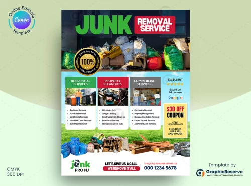 Junk Removal Advertising Flyer Canva Template