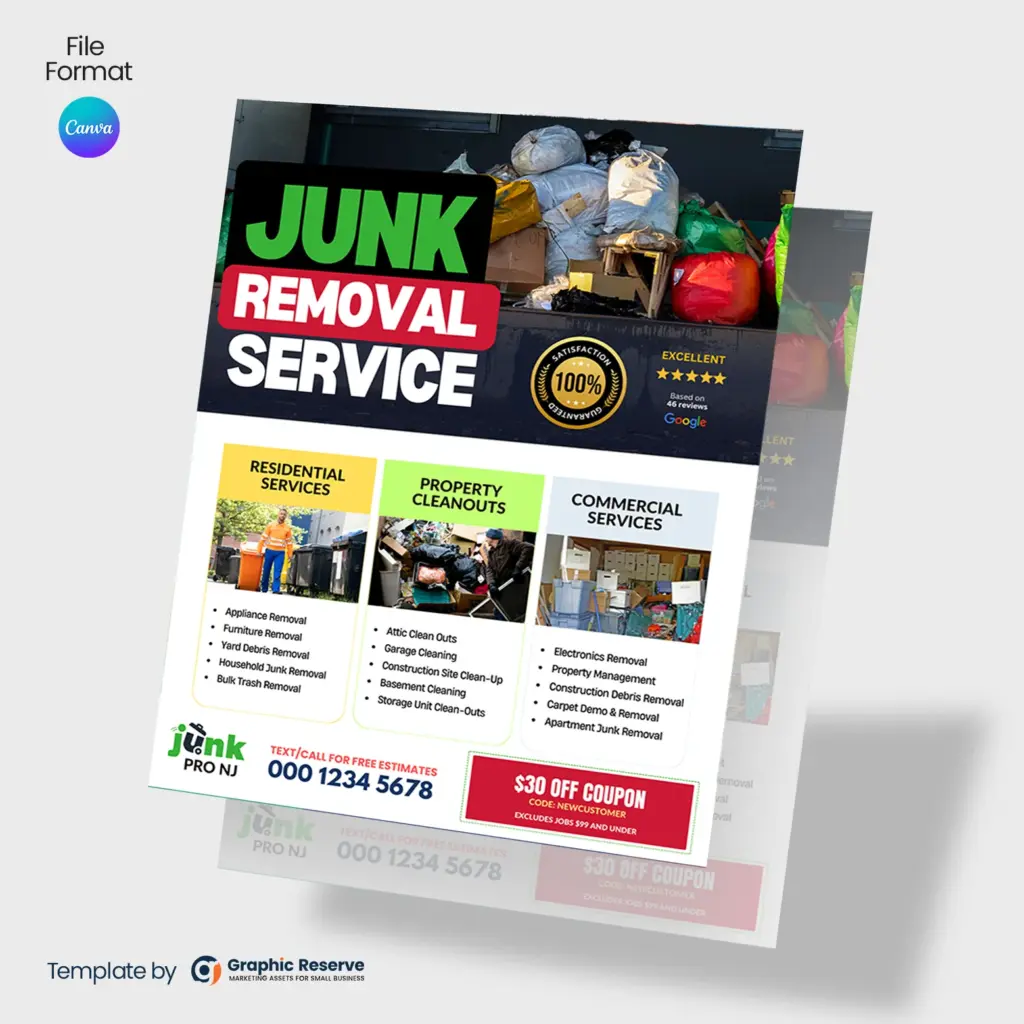 Junk Removal Advertising Flyer Design - Canva Template