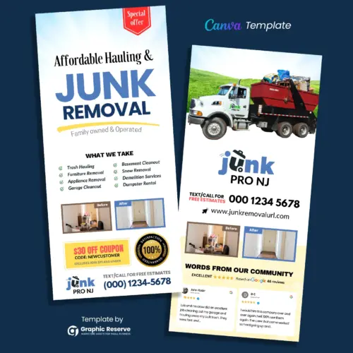 Junk Removal Advertising Rack Card Flyer Template Canva