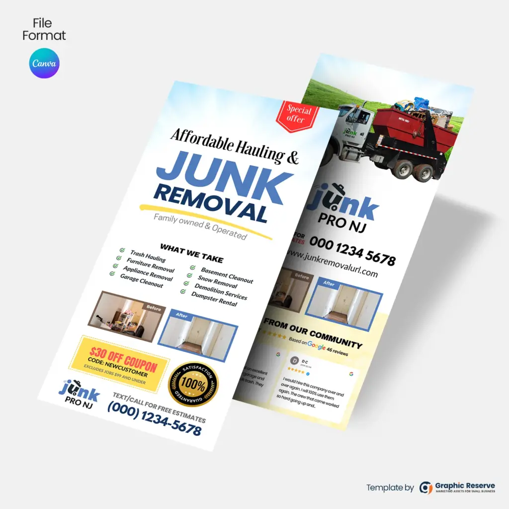 Junk Removal Advertising Rack Card Flyer Template Canva
