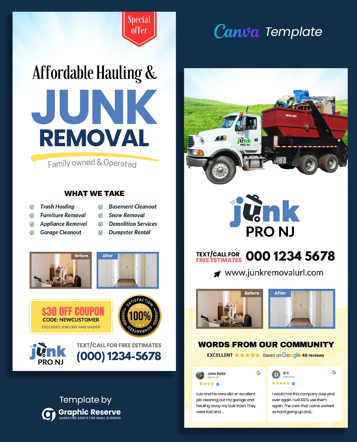 Junk Removal Advertising Rack Card Flyer Template Canva