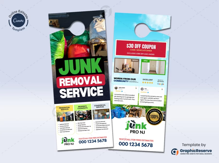 Junk Removal Door Hanger Design Canva Template