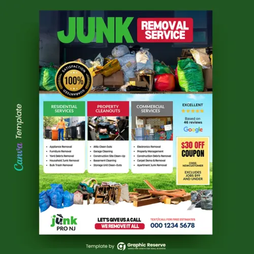Junk Removal Marketing Flyer Design – Canva Template