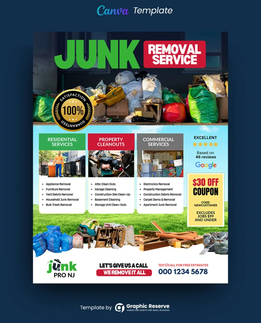 Junk Removal Marketing Flyer Design – Canva Template