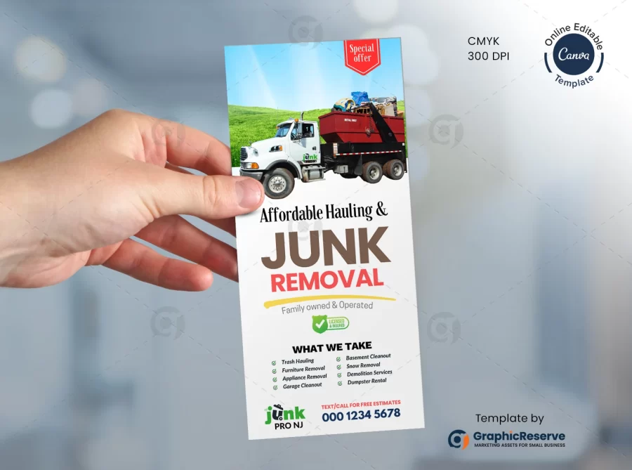 Junk Removal Rack Card Flyer Template