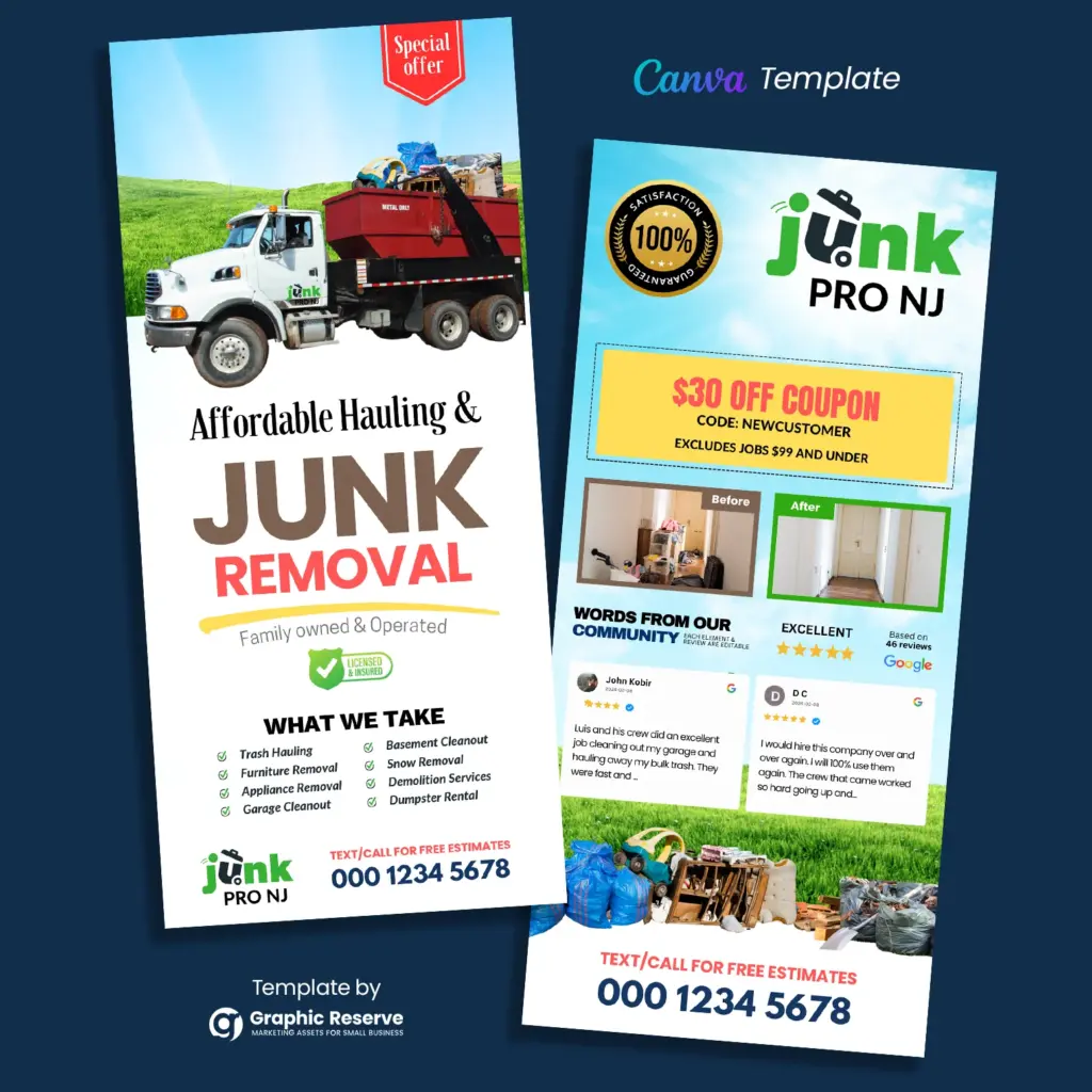 Junk Removal Rack Card Template