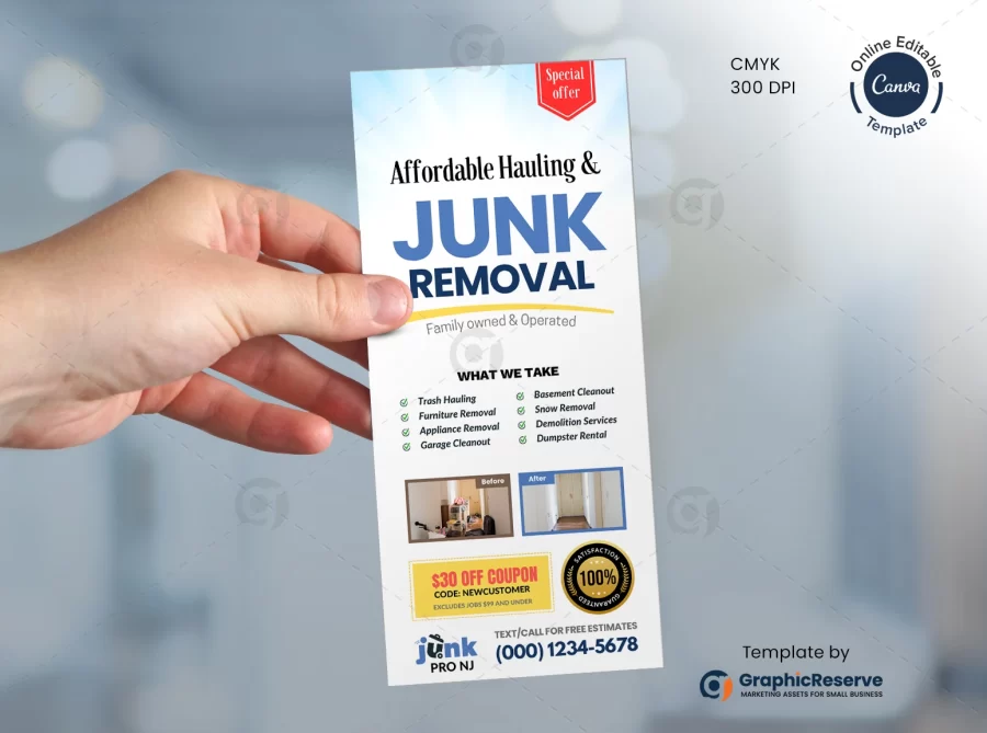 Junk Removal Rack Card Template Canva