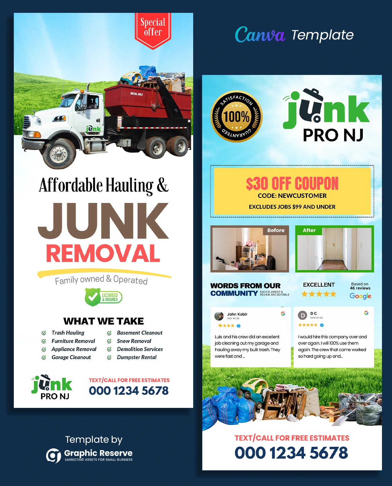 Junk Removal Rack Card Template - Canva Design