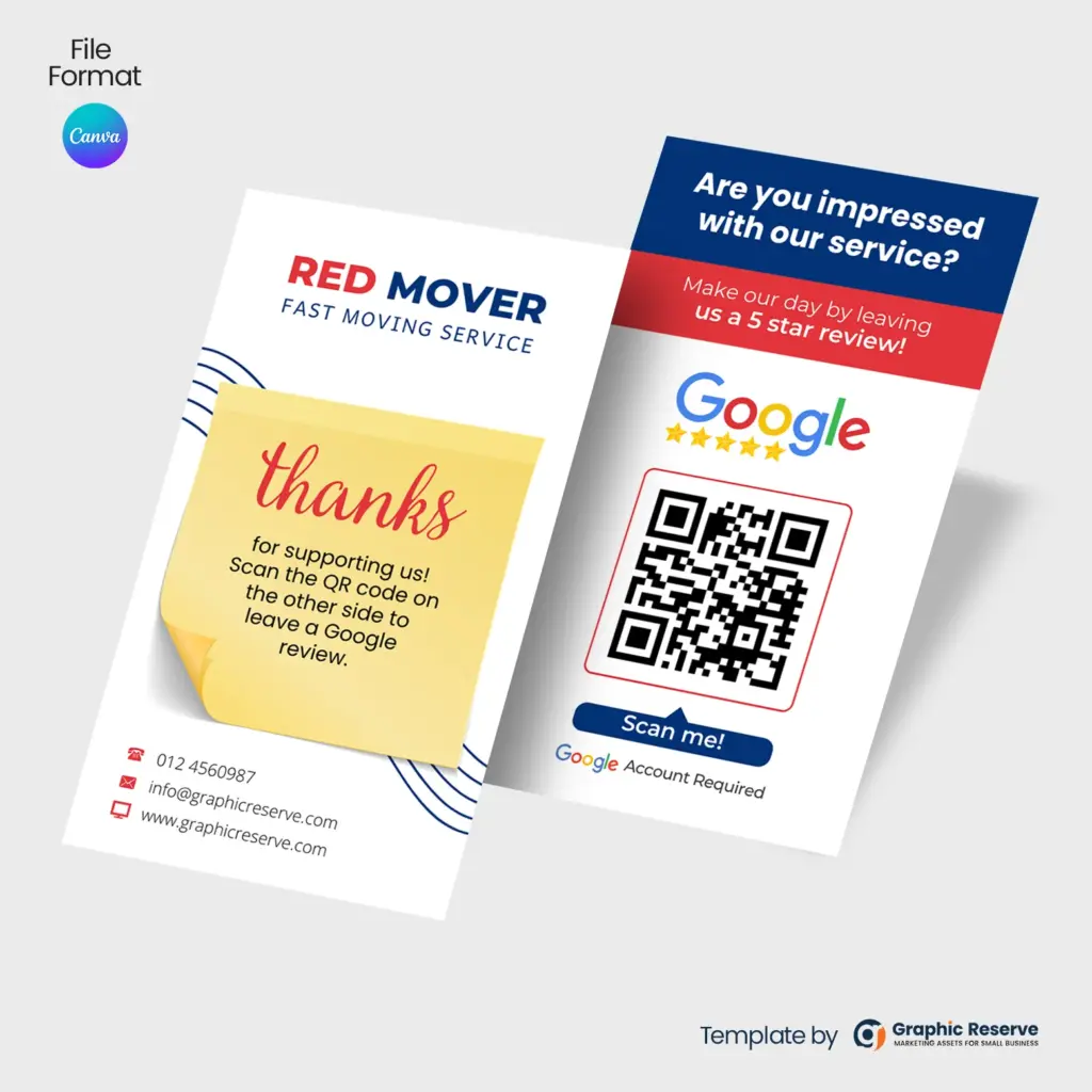 Moving Company Google Review Request Business Card Canva Template