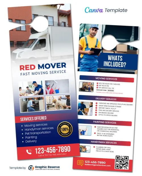 Moving and Handyman Service Door Hanger CanvaTemplate