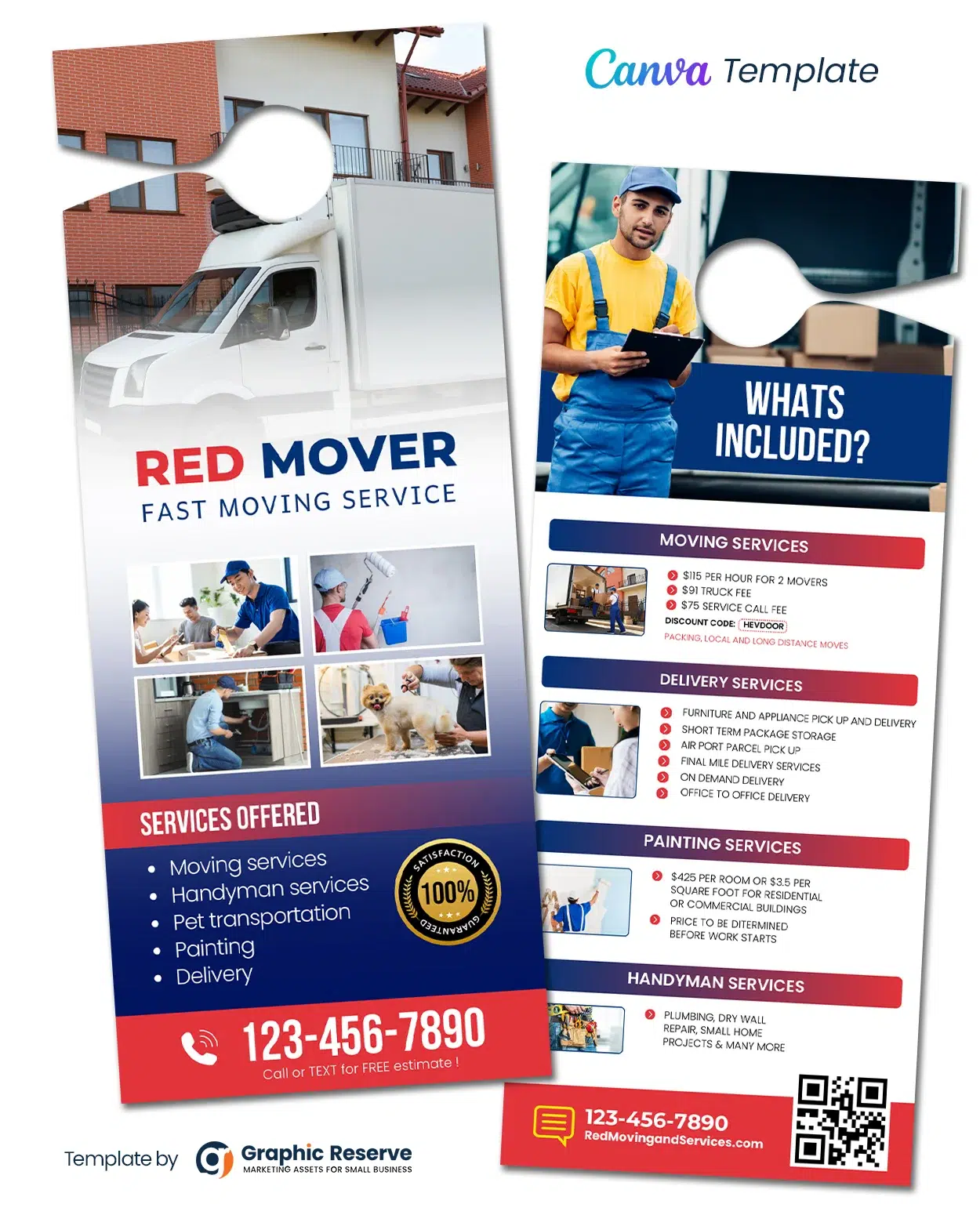 Moving and Handyman Service Door Hanger CanvaTemplate