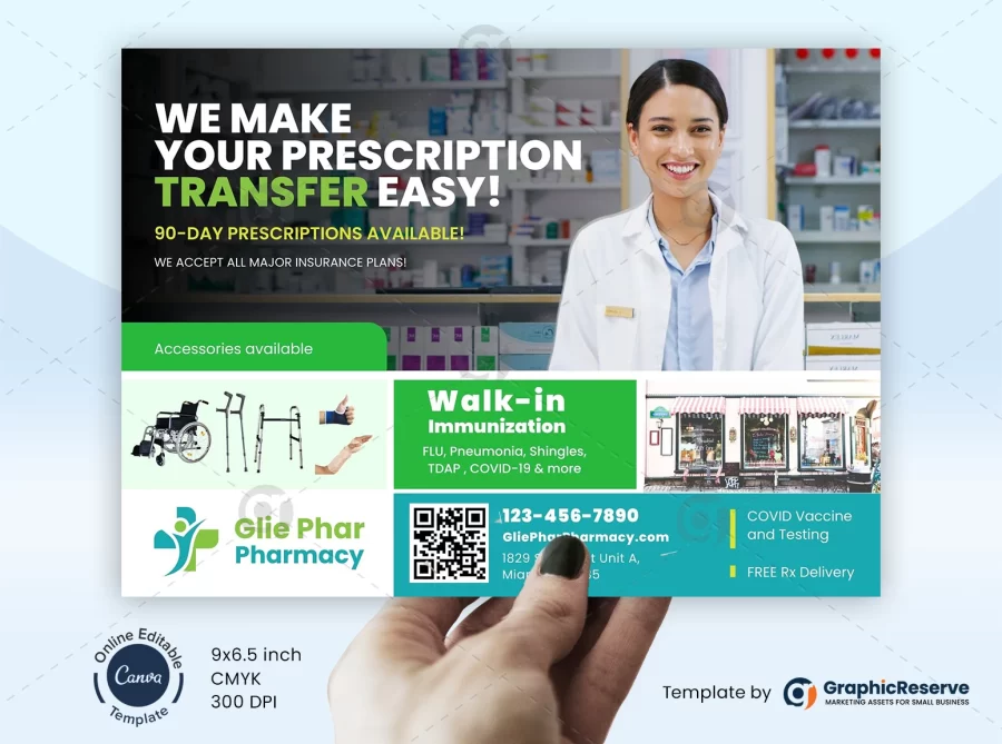 Pharmacy Direct Mail Marketing Postcard Template