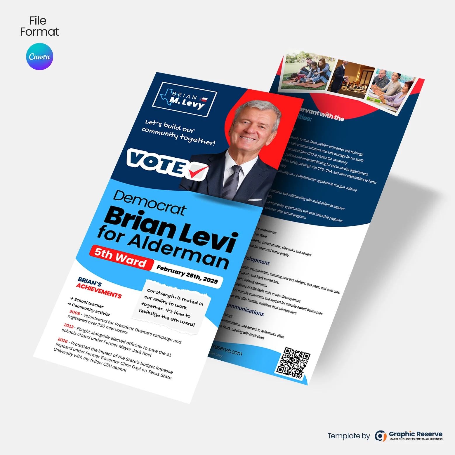 Political Campaign Rack Card Design Canva Template