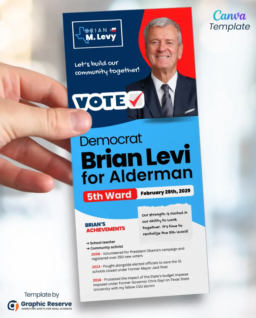 Political Campaign Rack Card Design – Canva Template