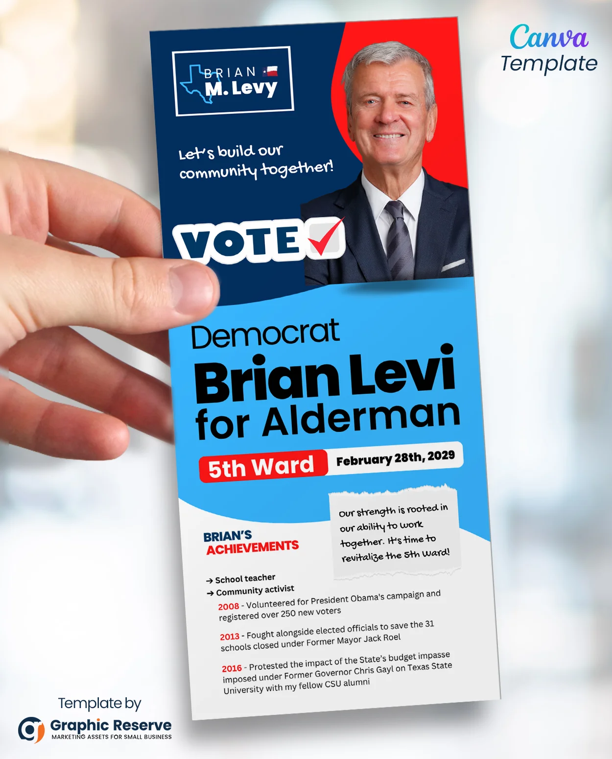 Political Campaign Rack Card Design – Canva Template