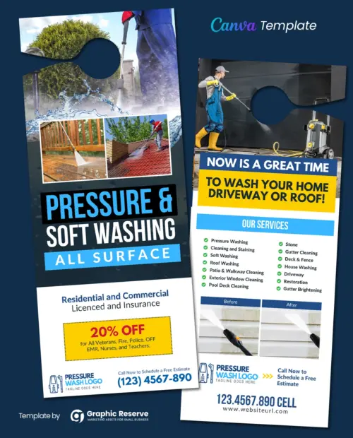 Pressure Washing Door Hanger Template Canva 1