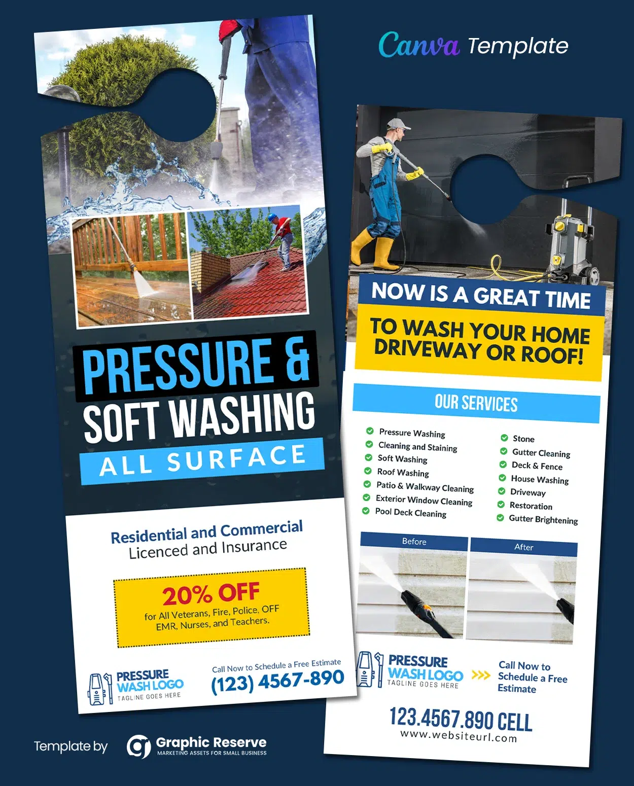 Pressure Washing Door Hanger Template Canva