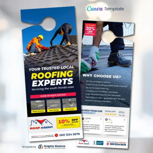 Roofing Advertising Door Hanger Template Canva