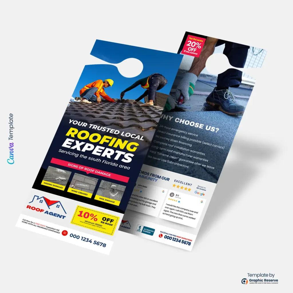 Roofing Quote Door Hanger | Editable Canva Advertising Template