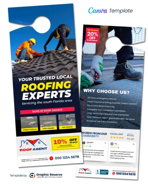 Roofing Advertising Door Hanger Template Canva