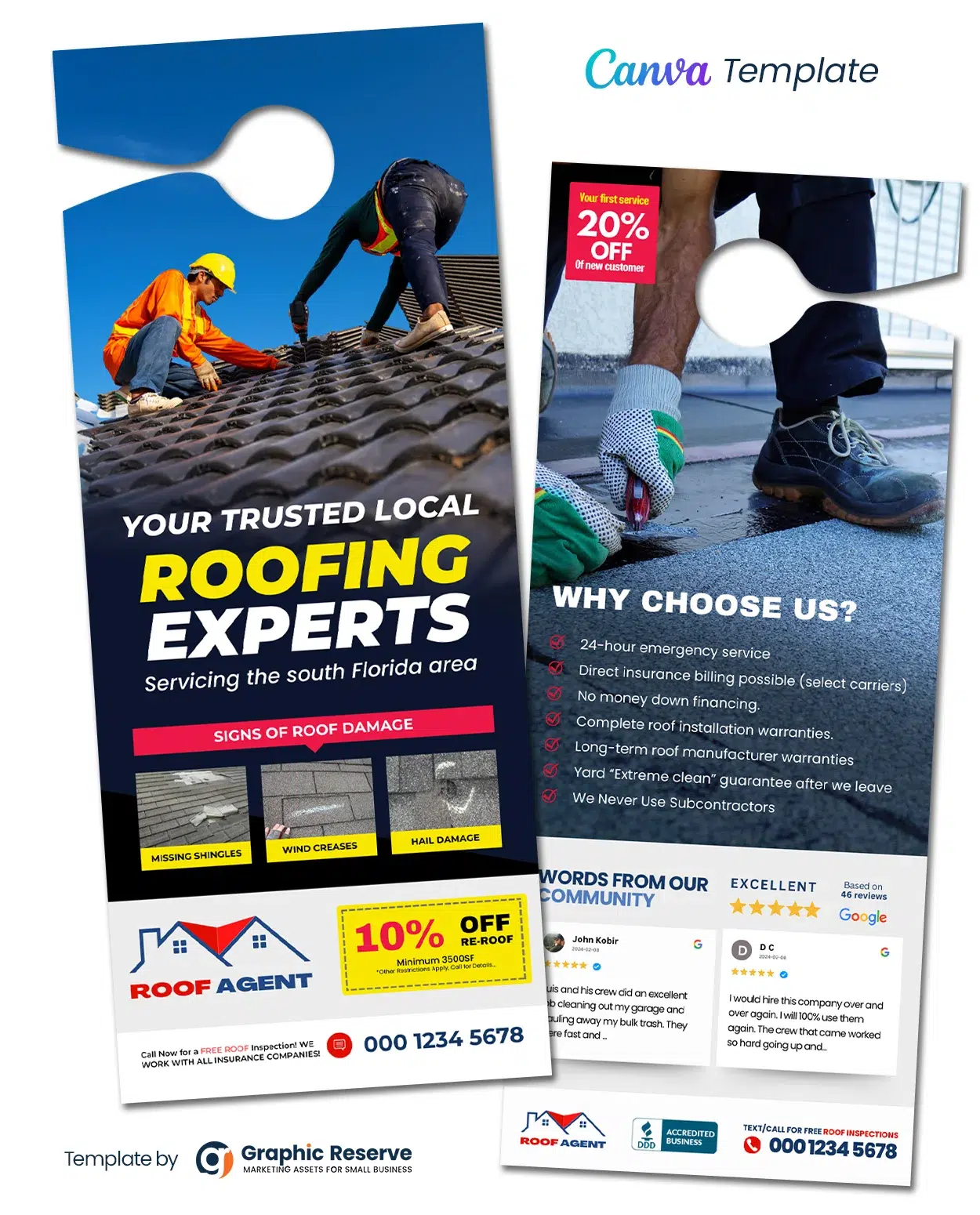 Roofing Advertising Door Hanger Template Canva
