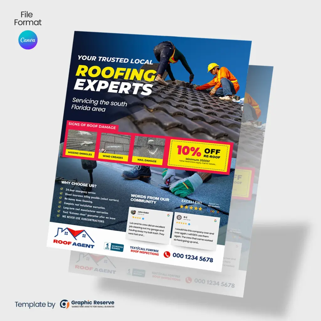 Roofing Business Advertising Flyer design Canva Template – Canva template