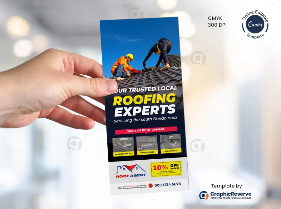 Roofing Rack Card Flyer Canva Template