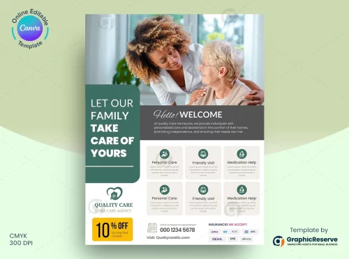 Senior Care Flyer Design Canva Template