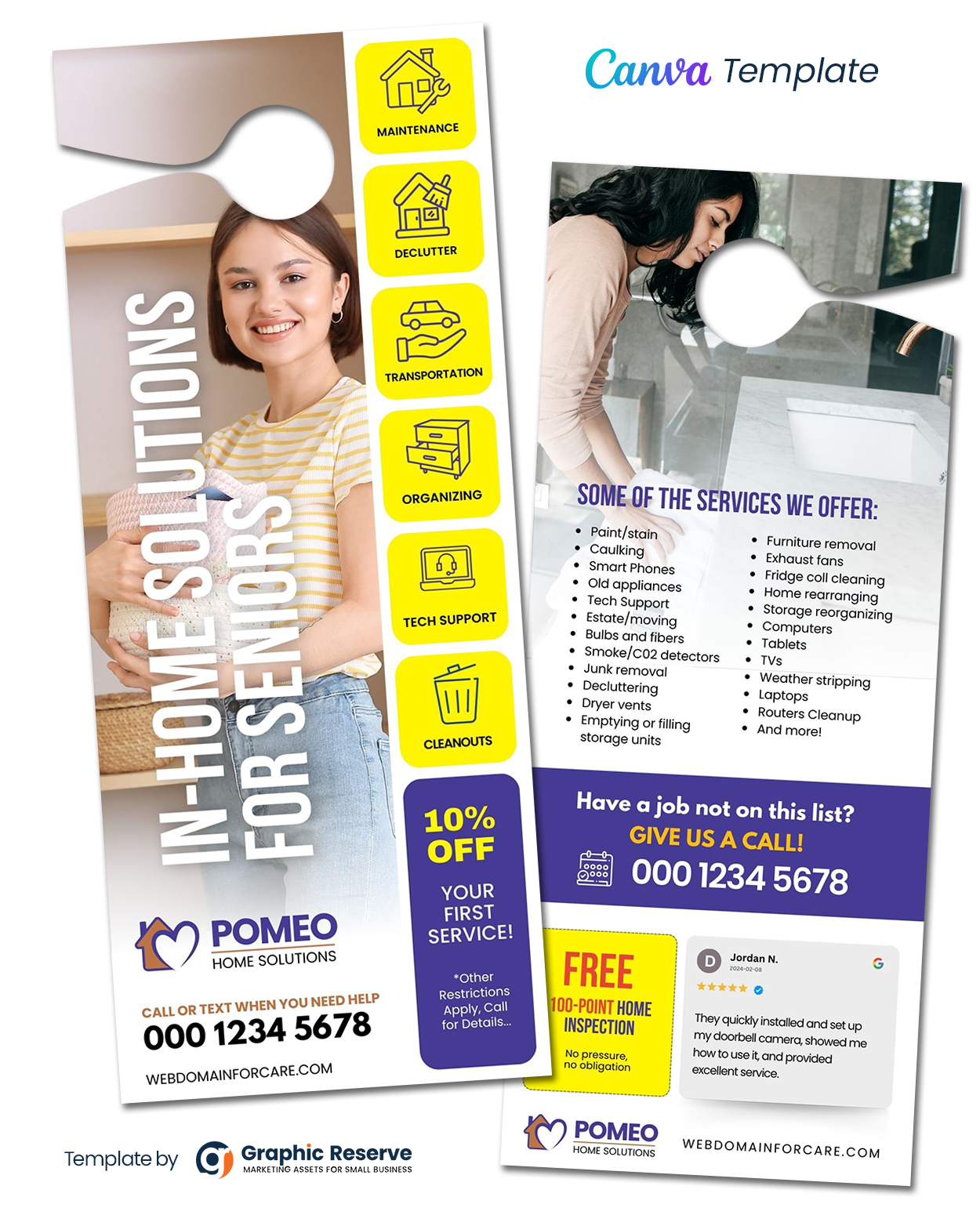 Senior In-Home Services Door Hanger Template | Home Organizing & Assistance
