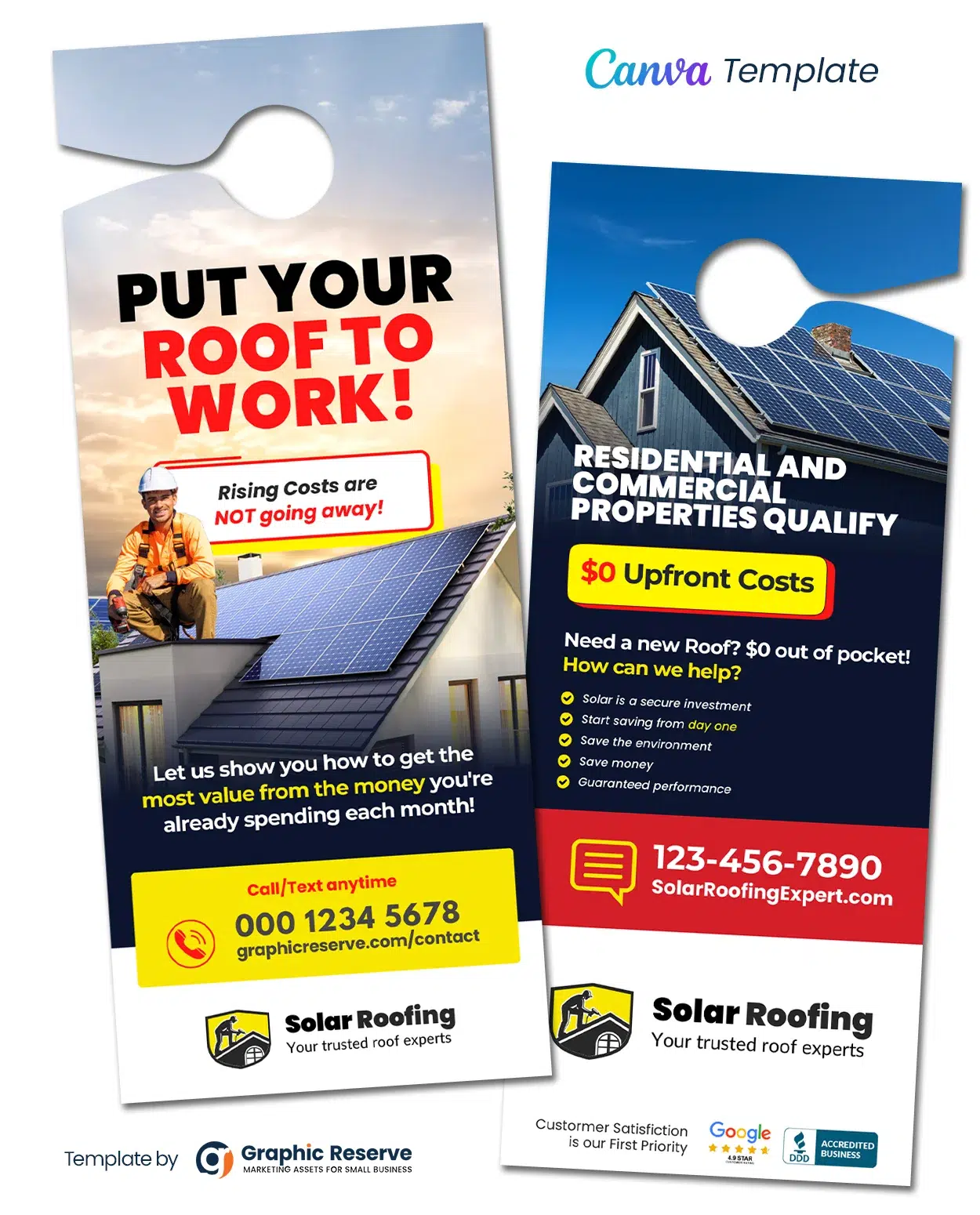 Solar Roofing Door Hanger Design Canva Template