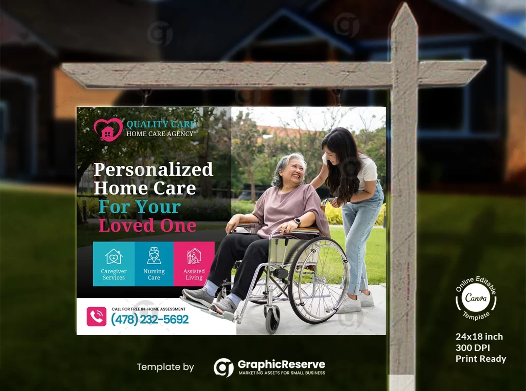 home care Yard Sign Design Template