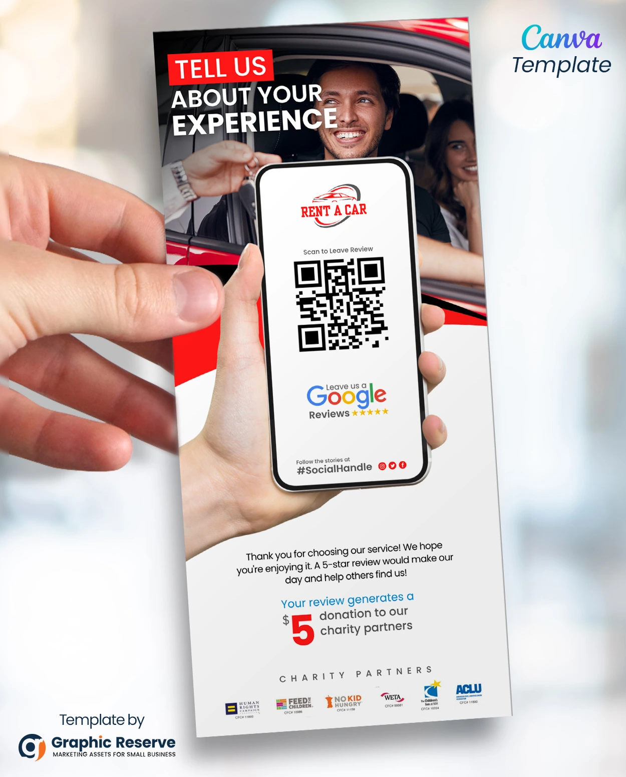 Automobile Car Rental Review Request Flyer & Rack Card Template | Canva Design