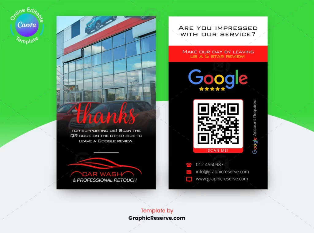 Automobile Wash Google Review Request Business Card (2)