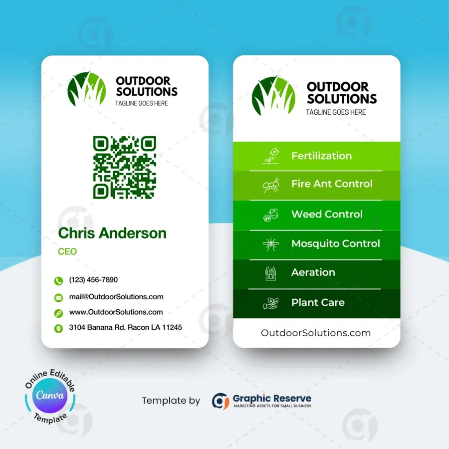 Business Card Template For Landscapers | Canva Online Editable