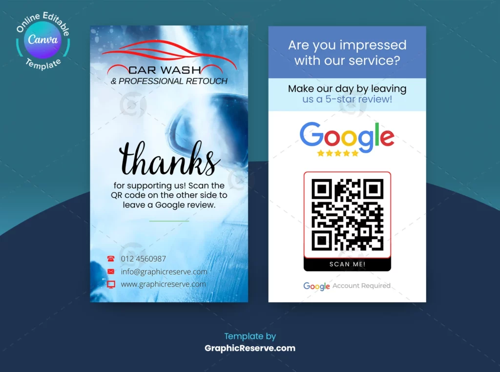 Car Wash Google Review Request Business Card