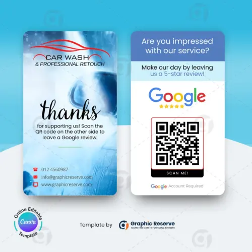 Car Wash Google Review Request Business Card Design Canva Template