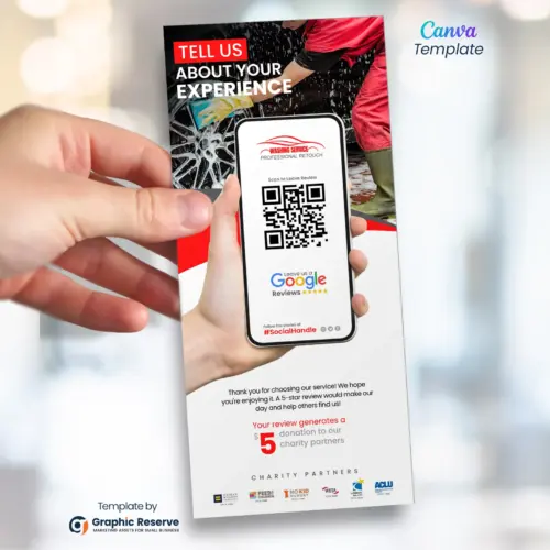 Car Washing Google Review Request Rack Card Flyer Design Canva Template